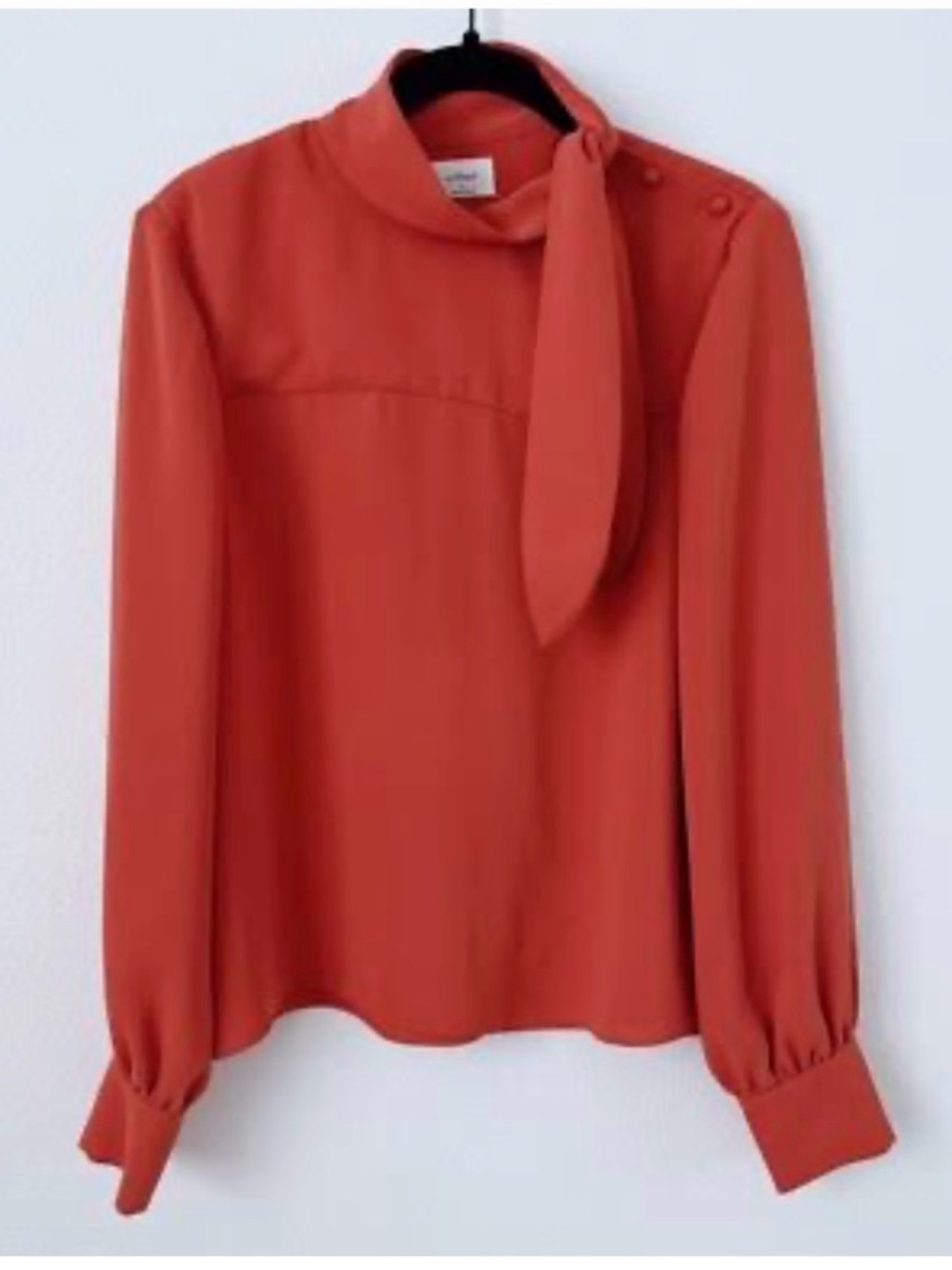 Aritzia Wilfred Trapeze Tie-Neck Blouse Burnt Orange SZ M
